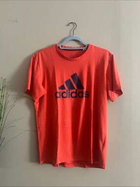 adidas Bright Orange Short Sleeve Tee with Navy Logo